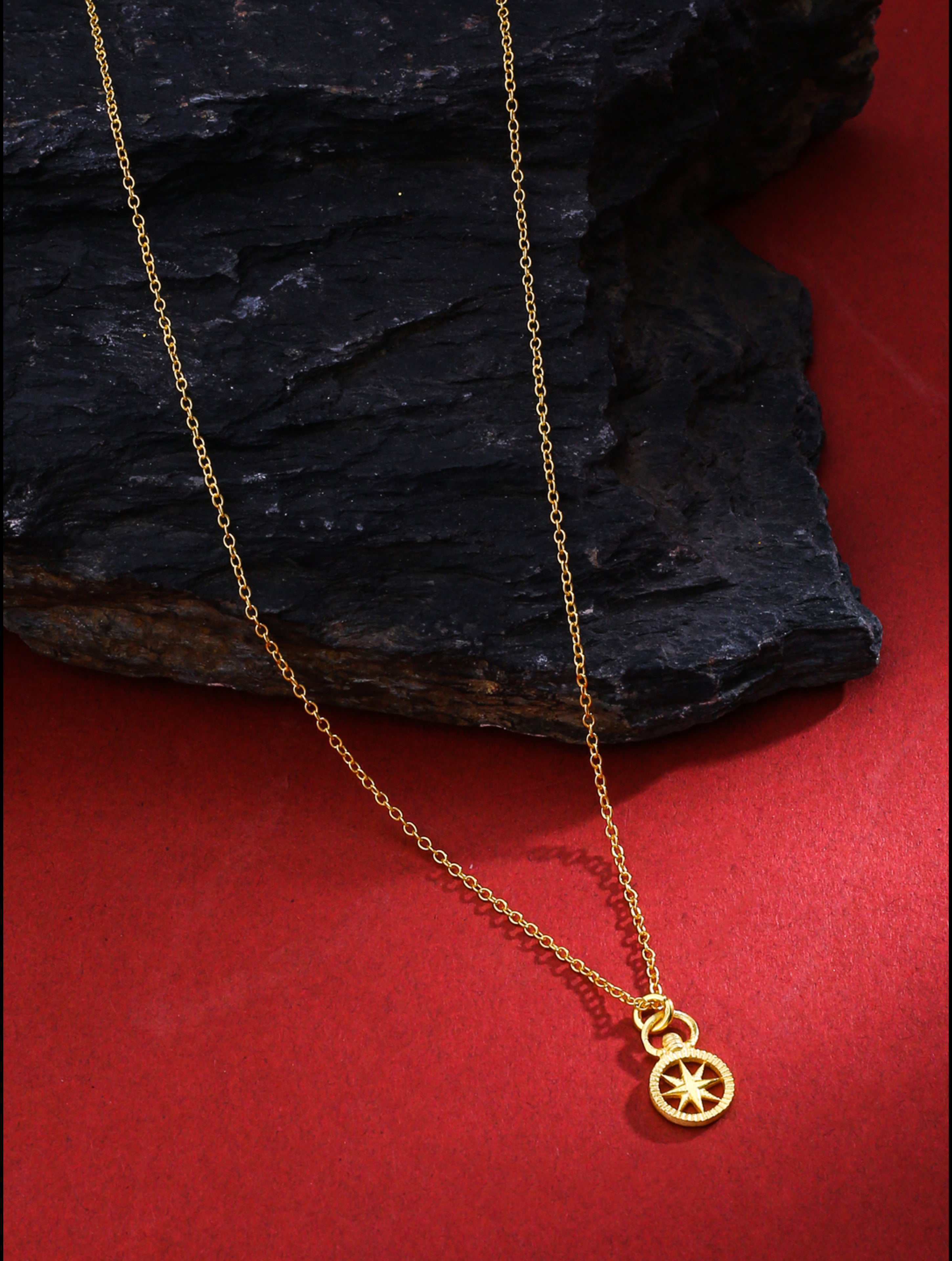 24K Gold Plating Northern Star Good Luck Charm 925 Sterling Silver Pendant For Women