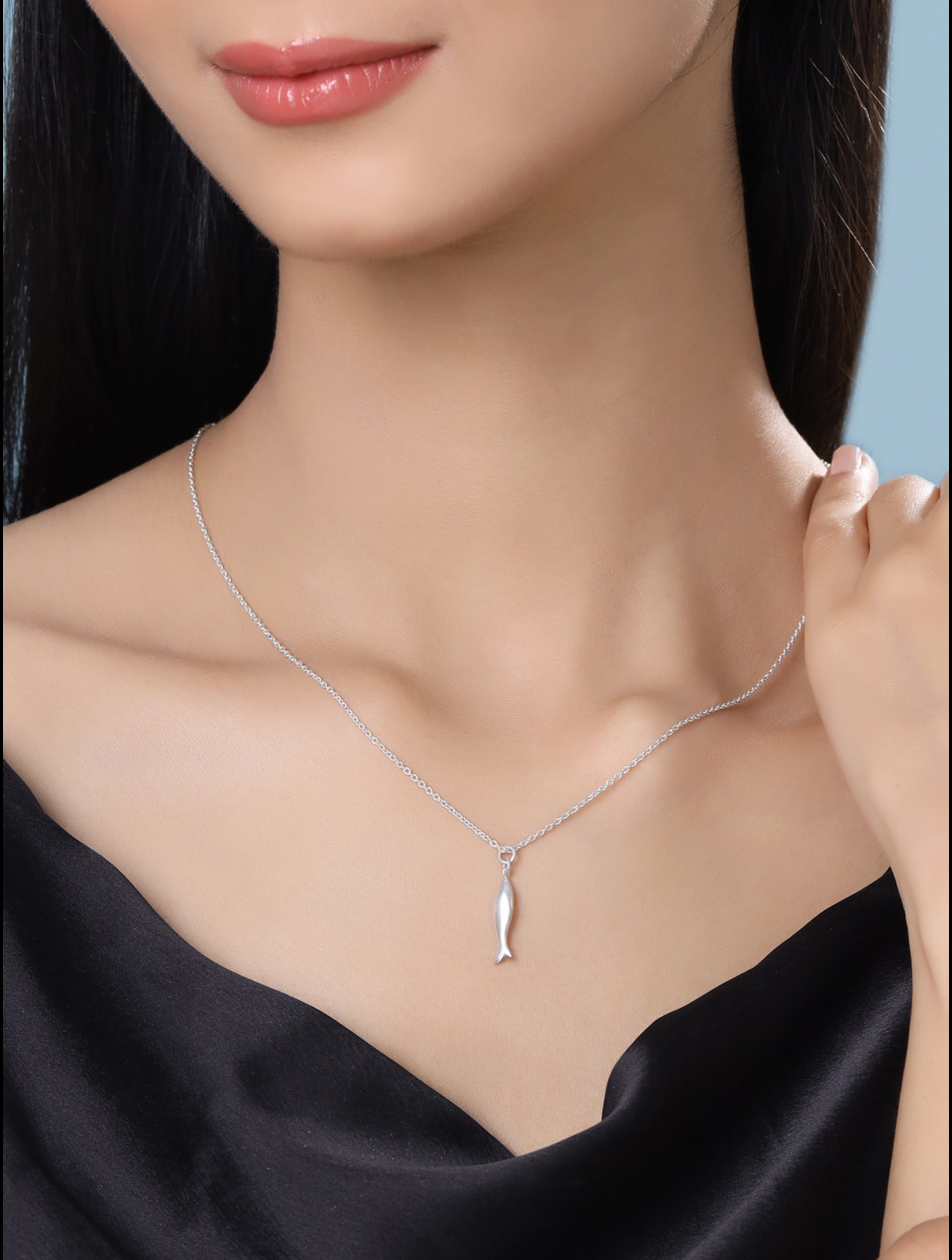 Fish Good Luck Charm 925 Sterling Silver Pendant For Women