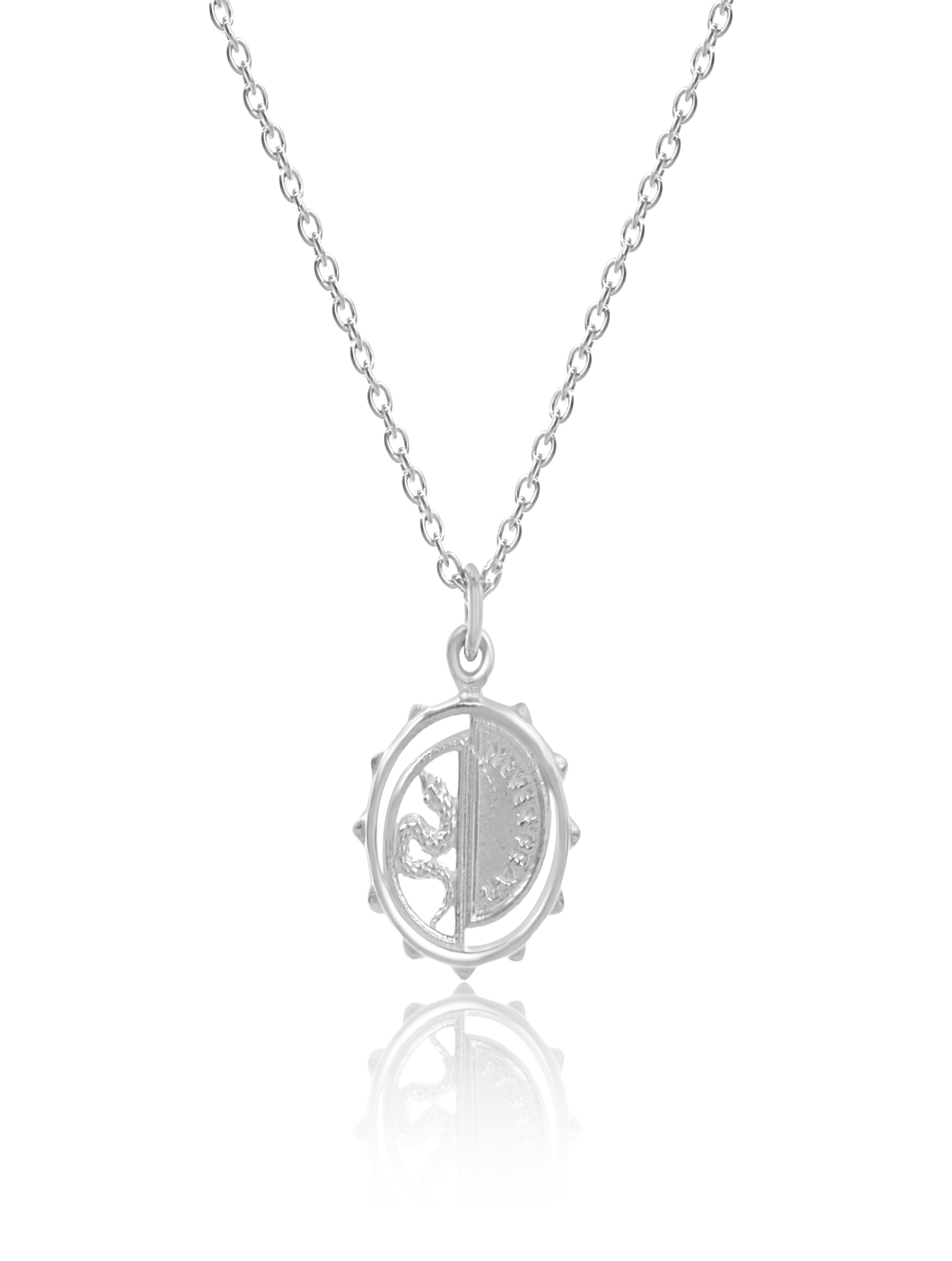 Real Rhodium Plating Snake Medallion Good Luck Charm 925 Sterling Silver Pendant For Women