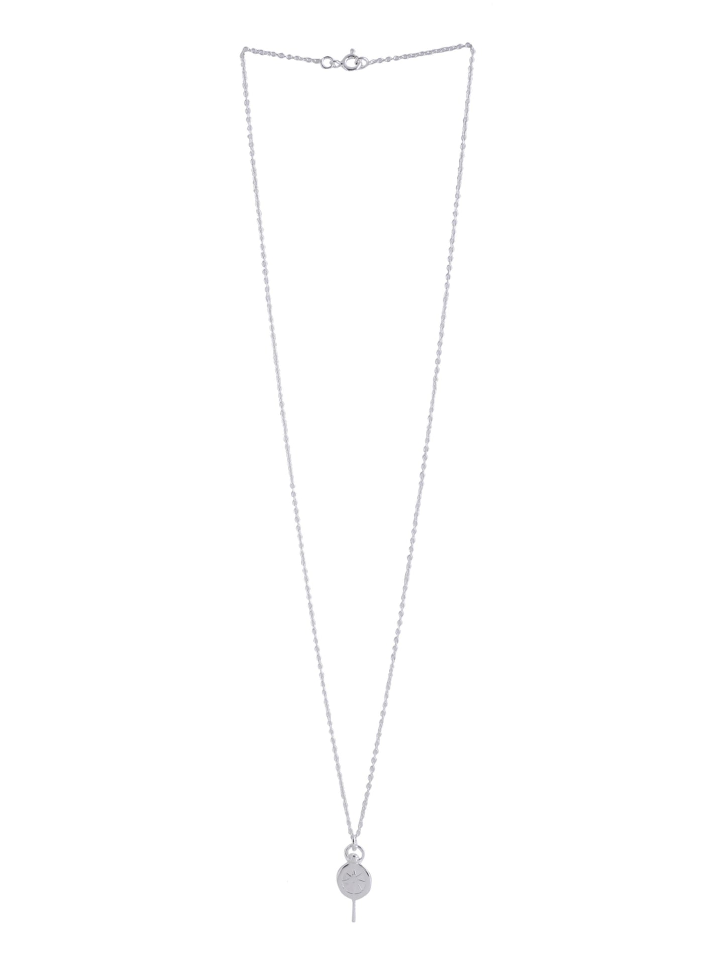 Real Rhodium Plating Compass Stars Good Luck Charm 925 Sterling Silver Pendant For Women