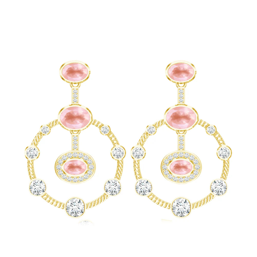 Pink Quartz Infinity Loop Mangalayam 925 Sterling Silver Earrings For Wome