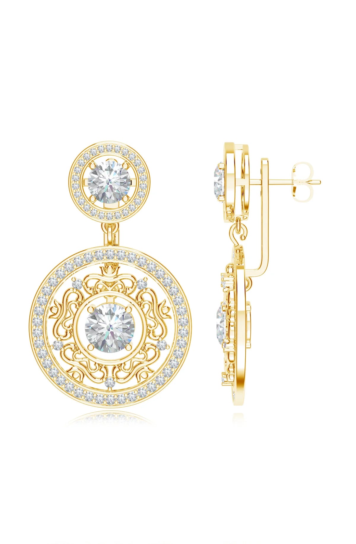 Moissanite Moonlit Petals Mangalayam Floral Grace 925 Sterling Silver Earrings For Women