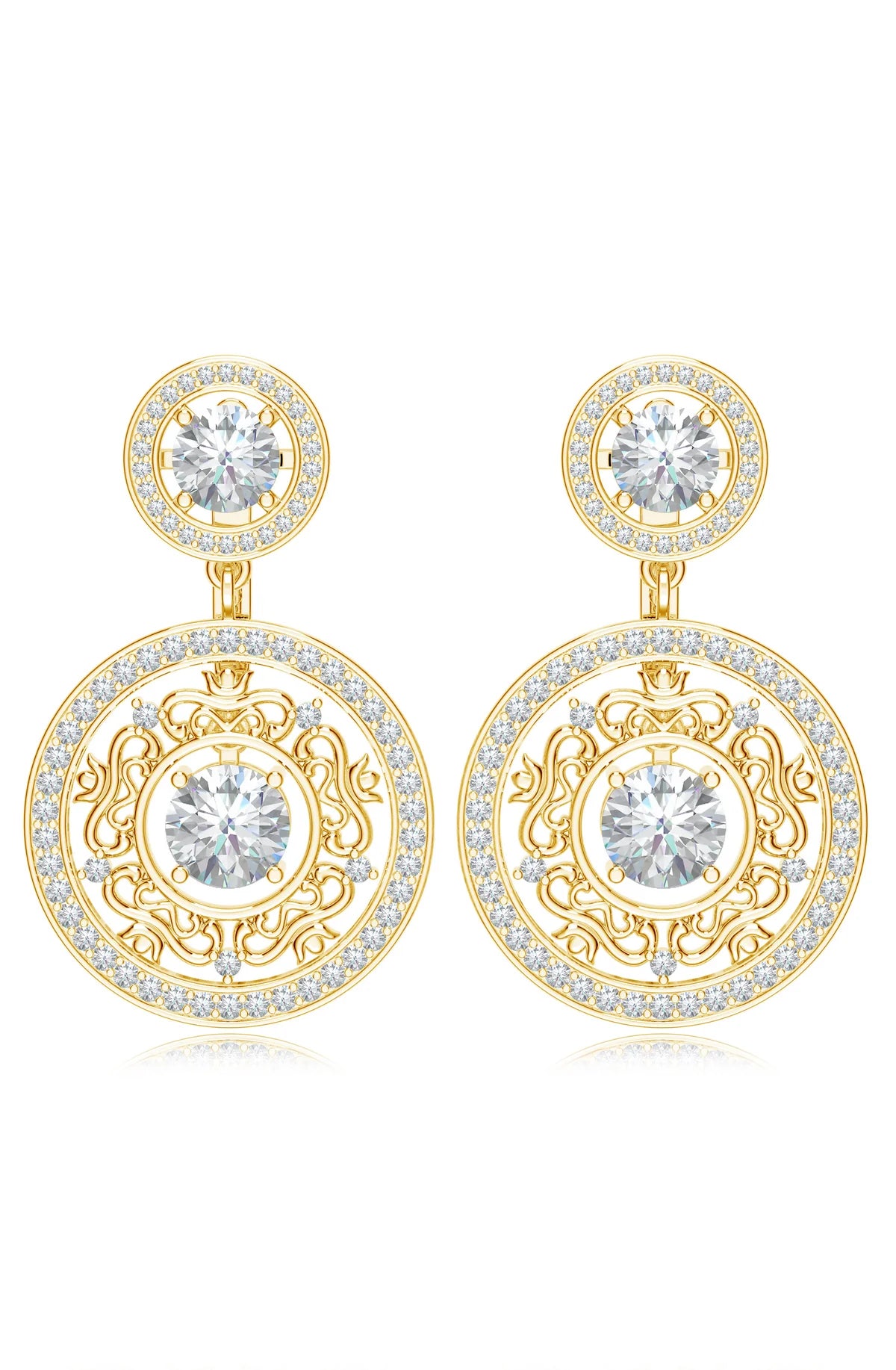 Moissanite Moonlit Petals Mangalayam Floral Grace 925 Sterling Silver Earrings For Women