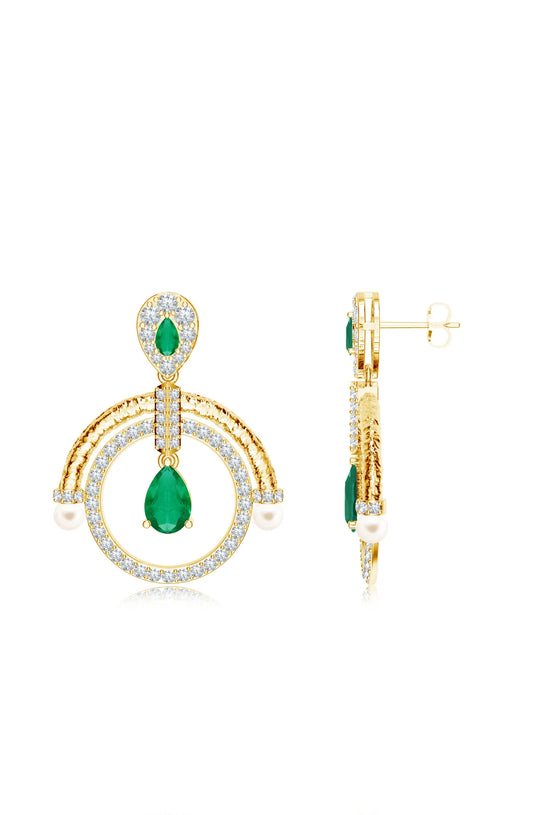 Moissanite Lunar Drops Mangalayam 925 Sterling Silver Earrings For Women