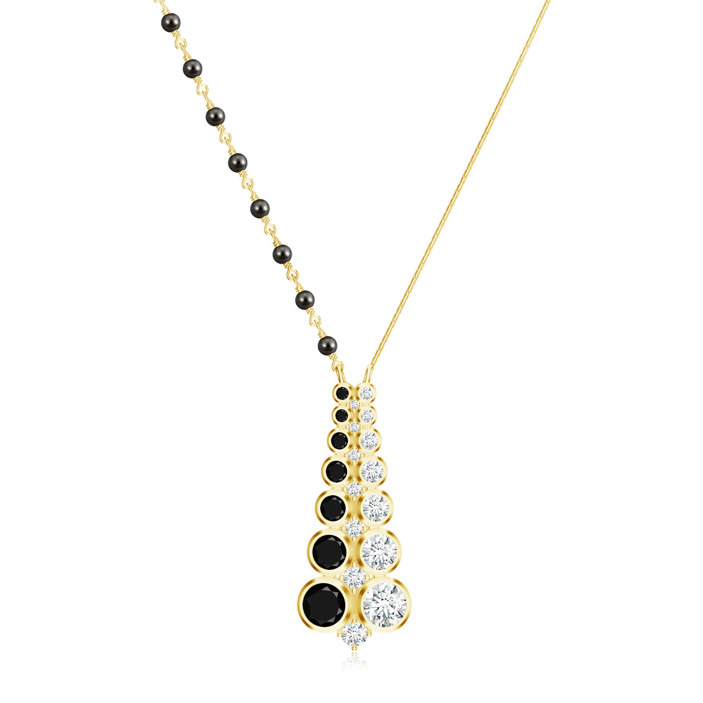 Black Beads Mangalsutra 925 Sterling Silver Pendant For Women