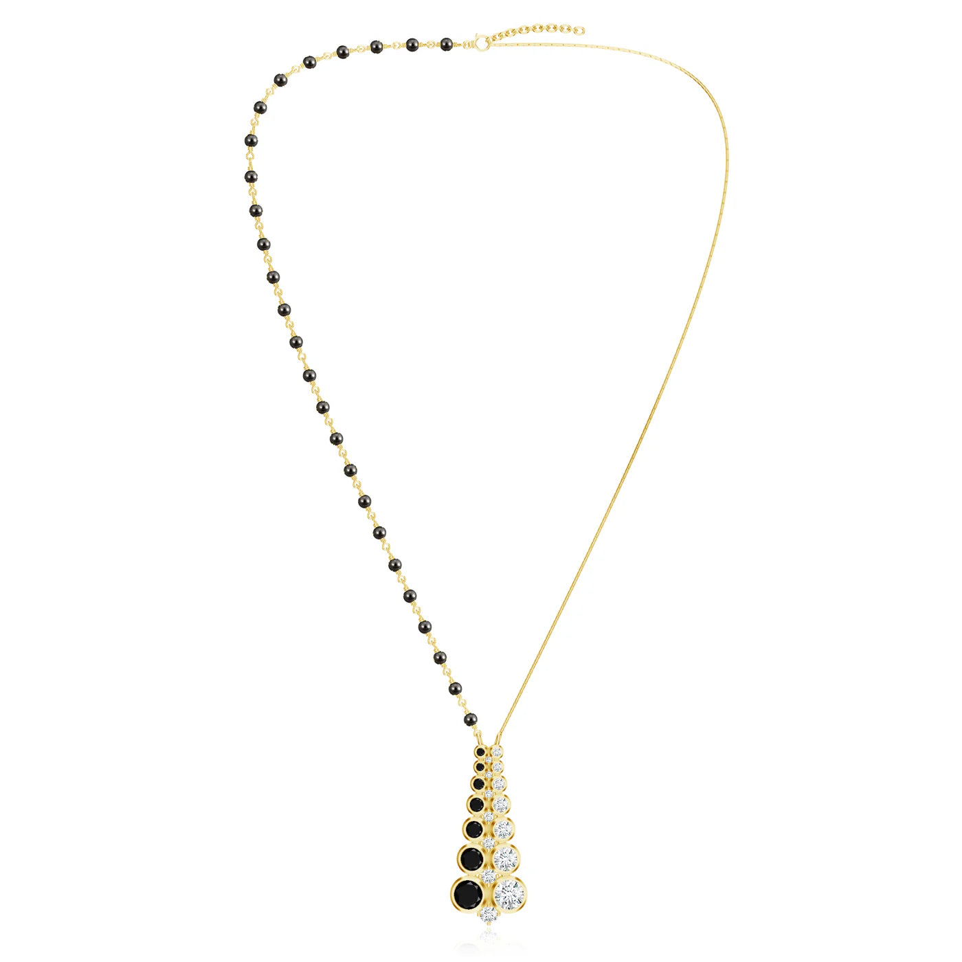 Black Beads Mangalsutra 925 Sterling Silver Pendant For Women