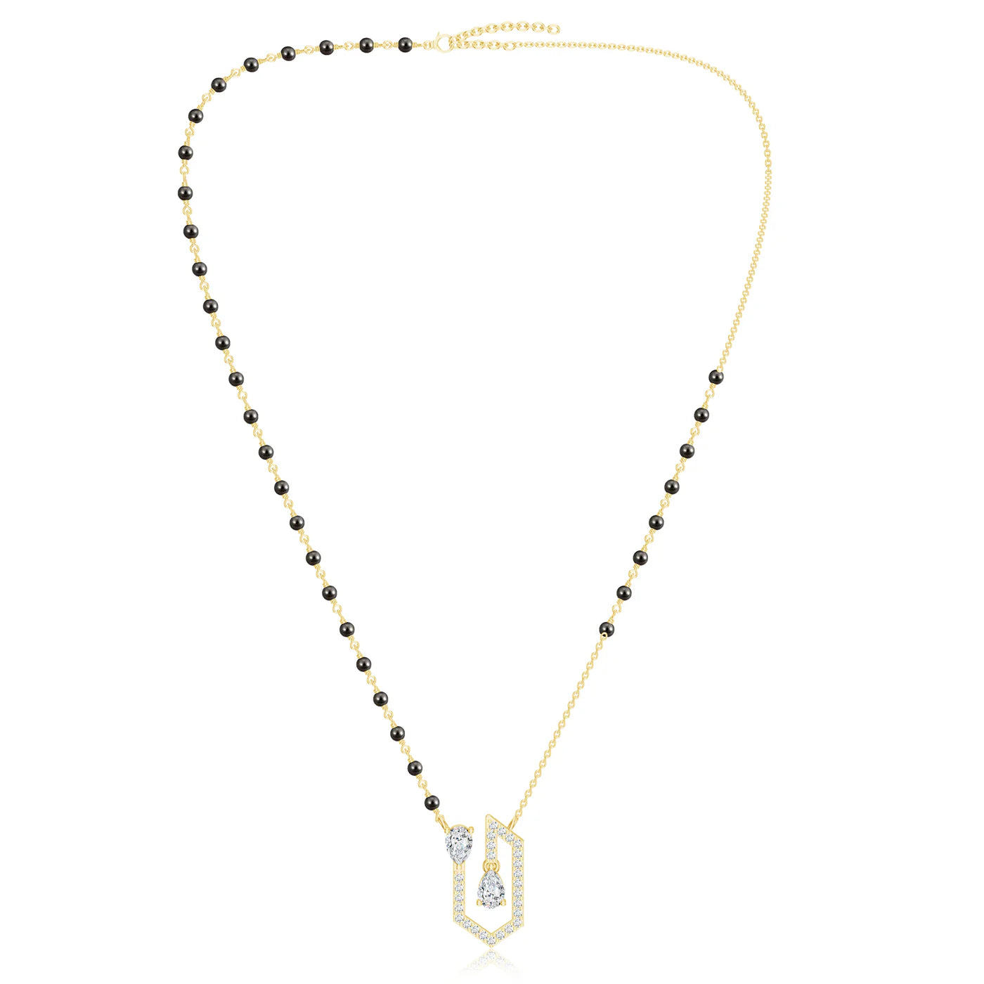 Black Beads Geometric Mangalsutra 925 Sterling Silver Pendant For Women