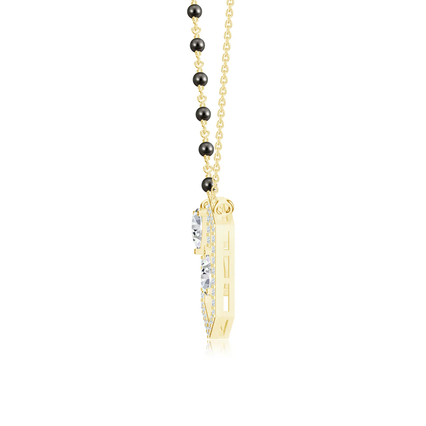 Black Beads Geometric Mangalsutra 925 Sterling Silver Pendant For Women