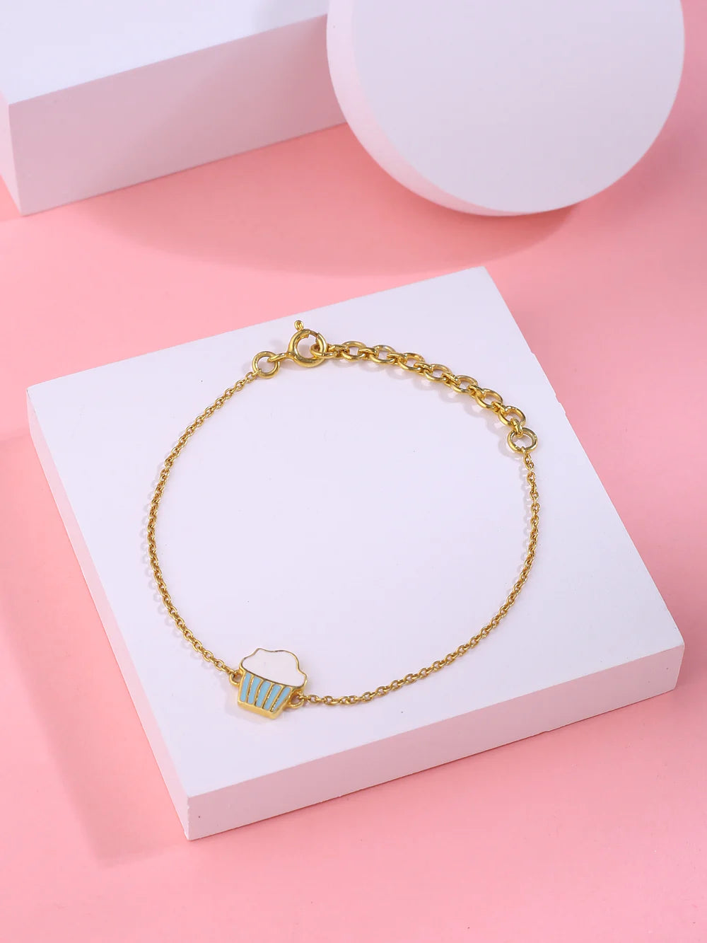 Cupcake 925 Sterling Silver Bracelet For Kids