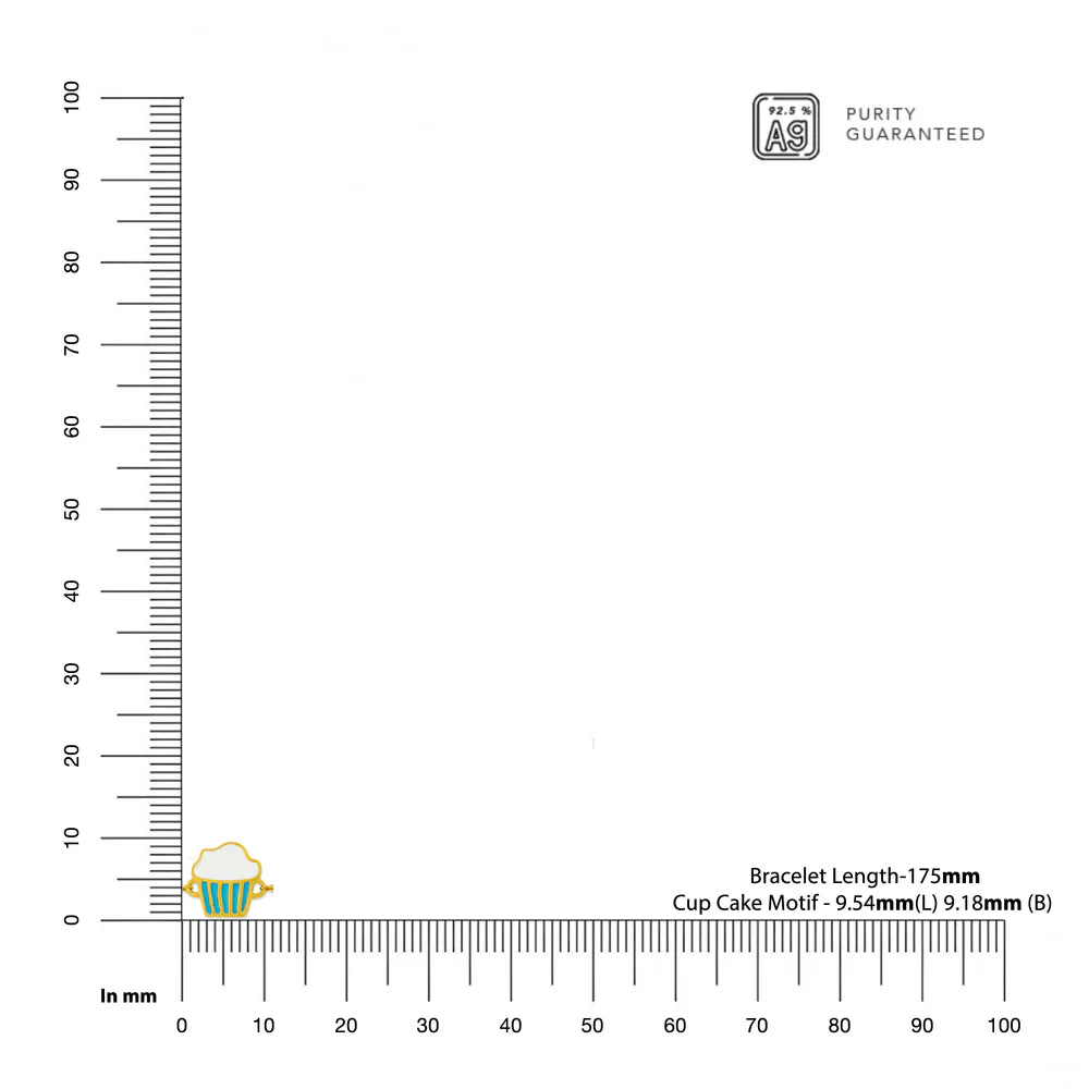 Cupcake 925 Sterling Silver Bracelet For Kids