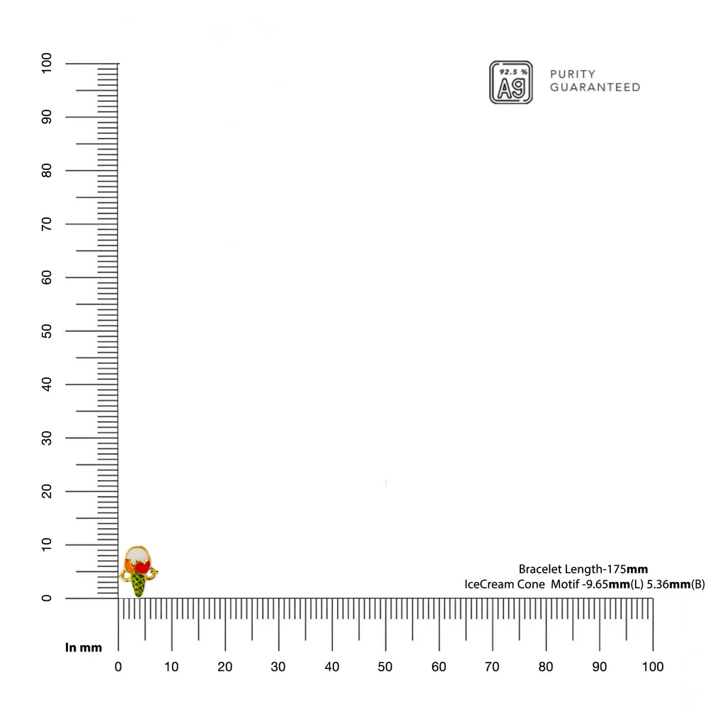 Ice Cream - 24K gold plating 925 Sterling Silver Bracelet For Kids