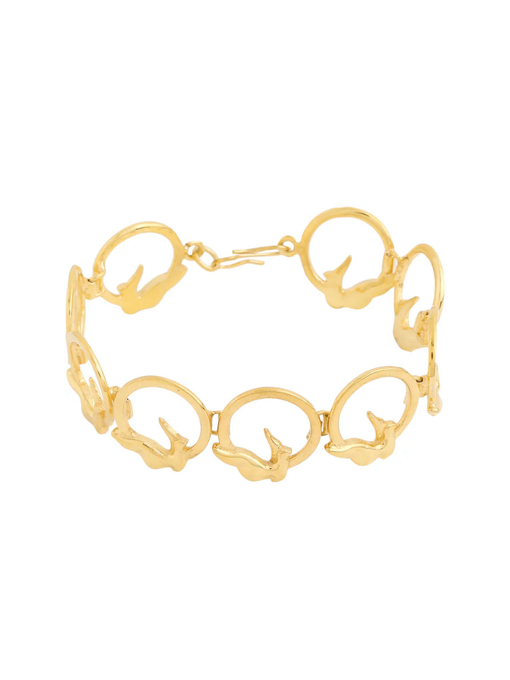 24K Gold-Plated Circle of Freedom 925 Sterling Silver Bracelet For Women