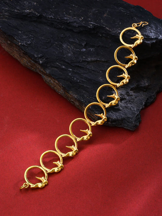 24K Gold-Plated Circle of Freedom 925 Sterling Silver Bracelet For Women