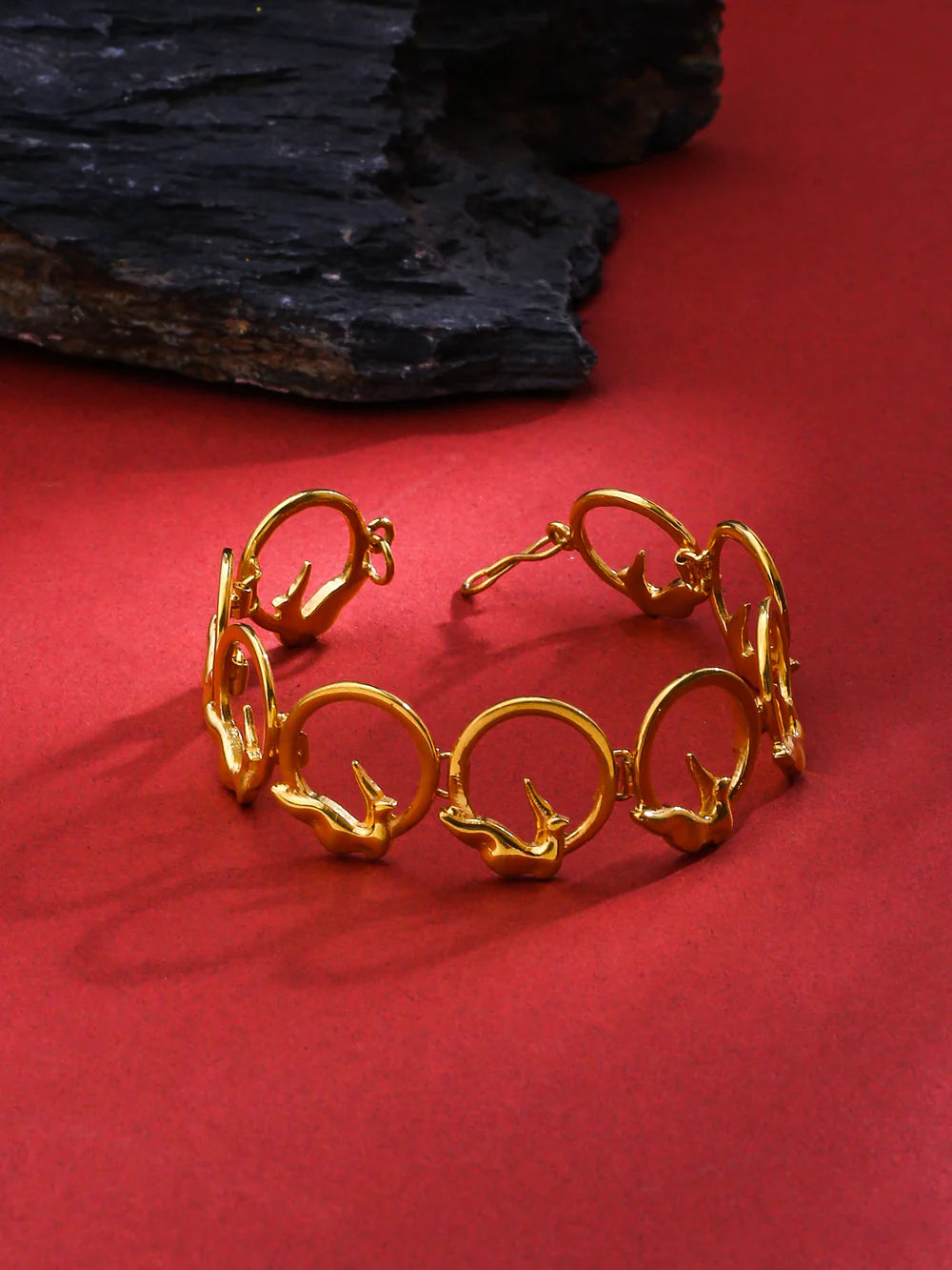 24K Gold-Plated Circle of Freedom 925 Sterling Silver Bracelet For Women