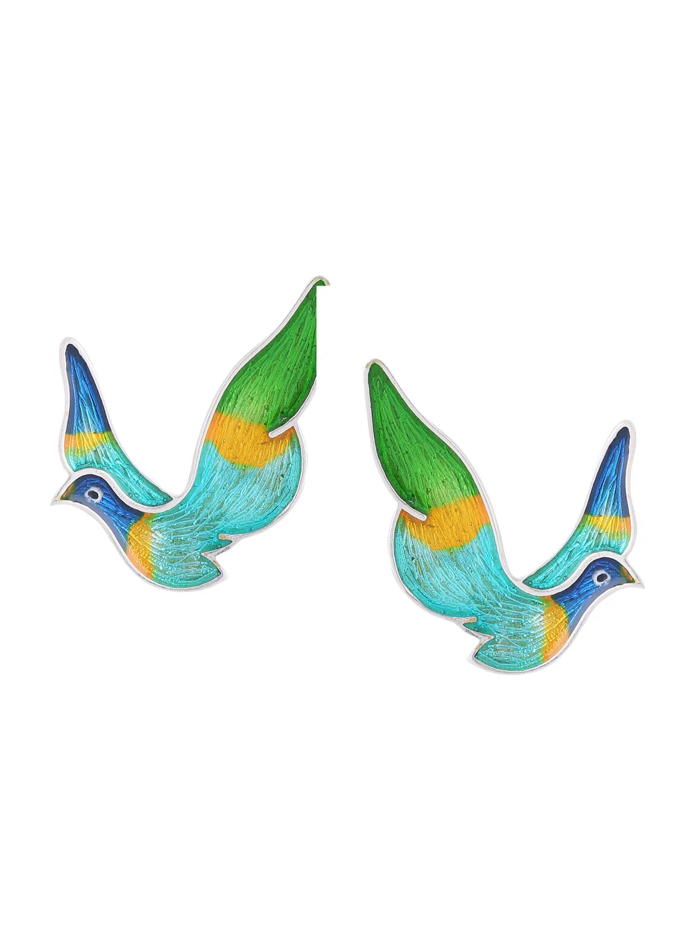 Real Rhodium Teal Love 925 Sterling Silver Earrings For Women