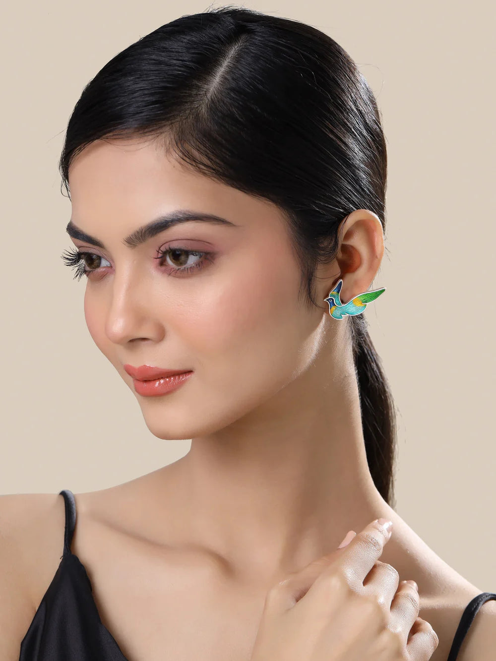 Real Rhodium Teal Love 925 Sterling Silver Earrings For Women