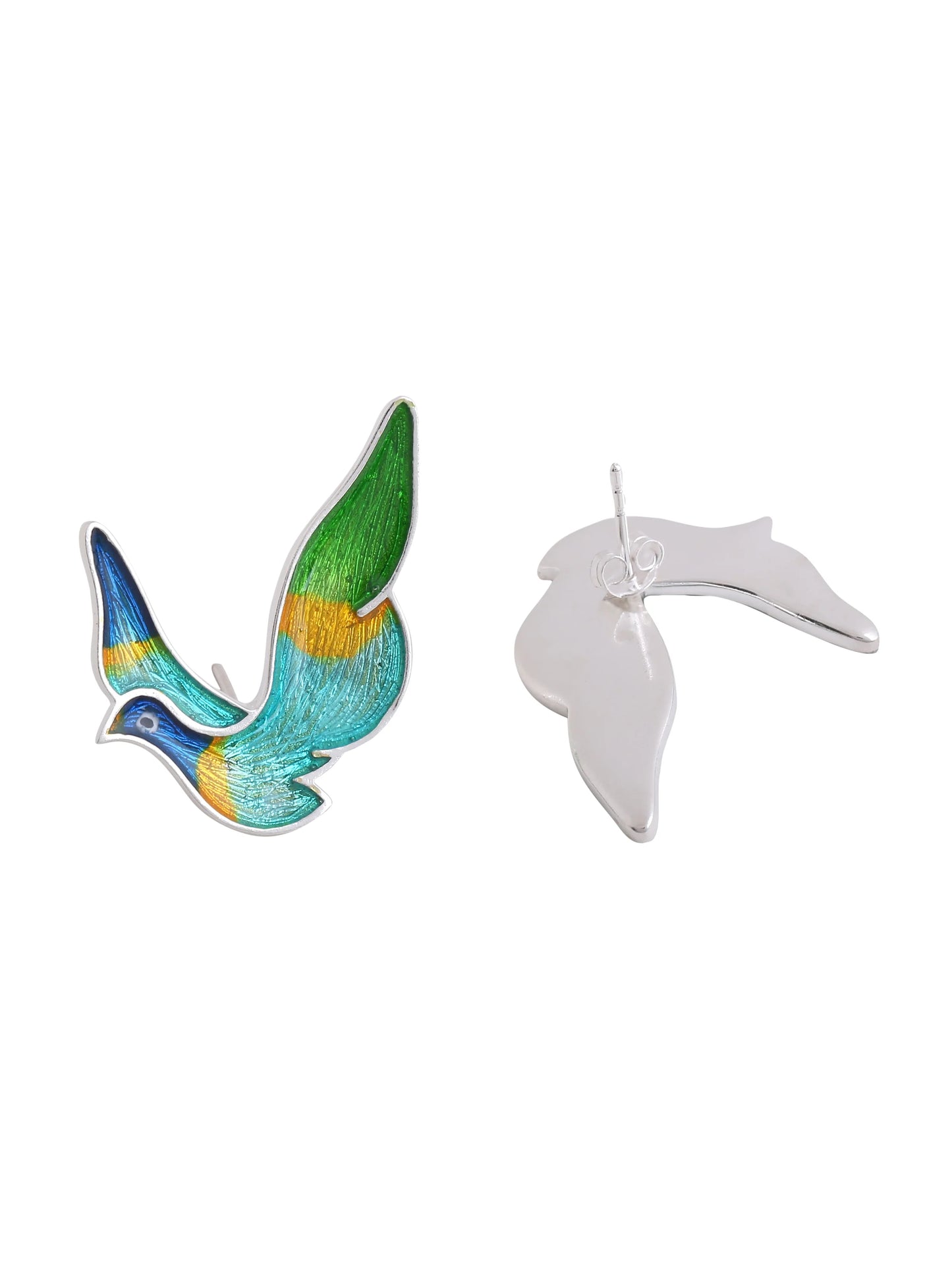 Real Rhodium Teal Love 925 Sterling Silver Earrings For Women