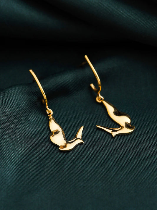 24K Golden Dove 925 Sterling Silver Earrings Danglers For Women