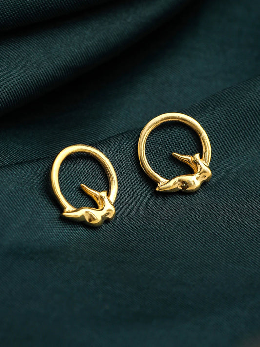 24K Gold-Plated Circle of Freedom 925 Sterling Silver Earrings For Women