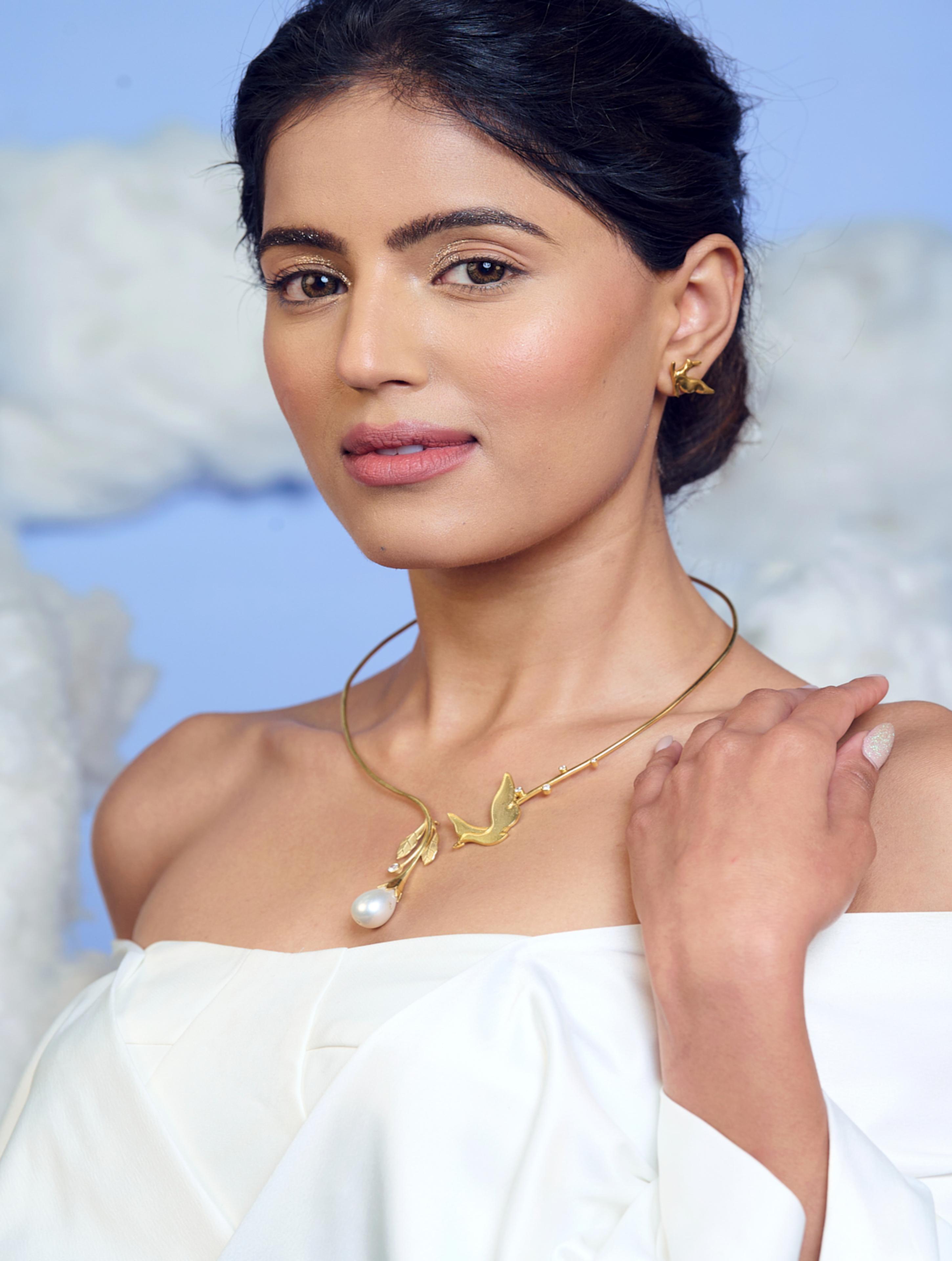 Teal Love 925 Sterling Silver Necklace in Real Rhodium For Women