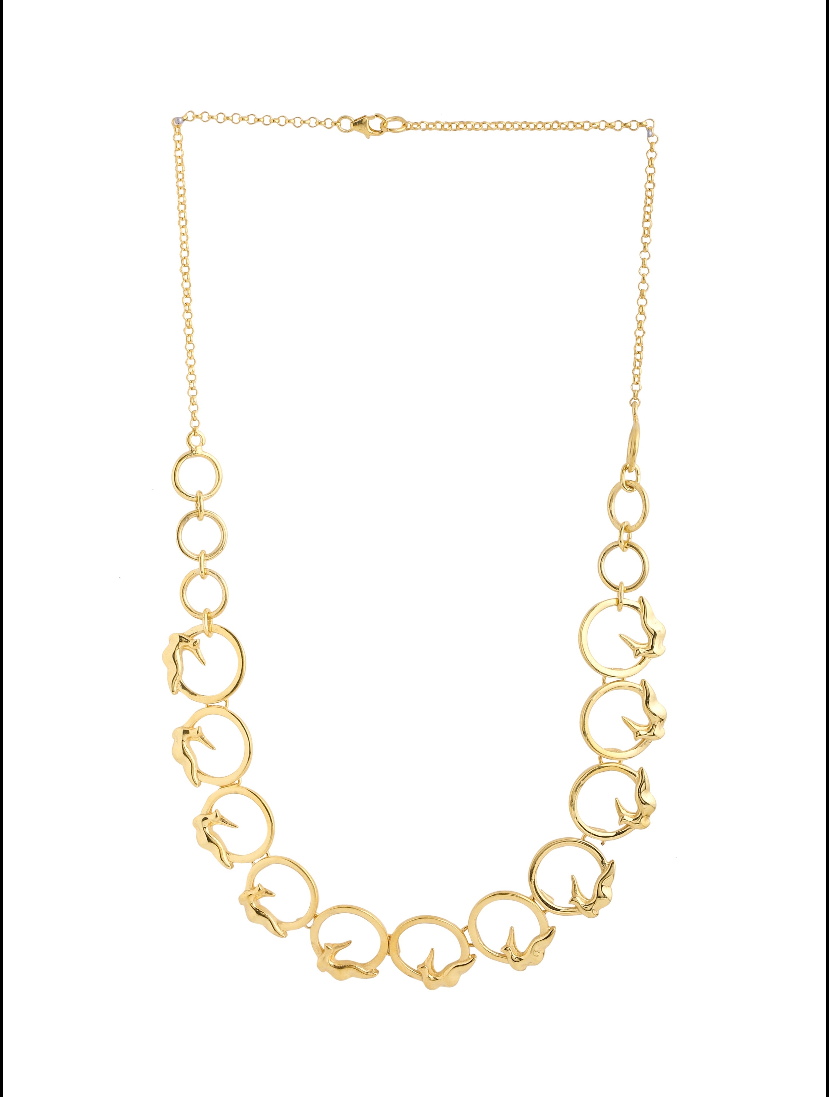24K Gold-Plated Circle of Freedom 925 Sterling Silver Necklace For Women