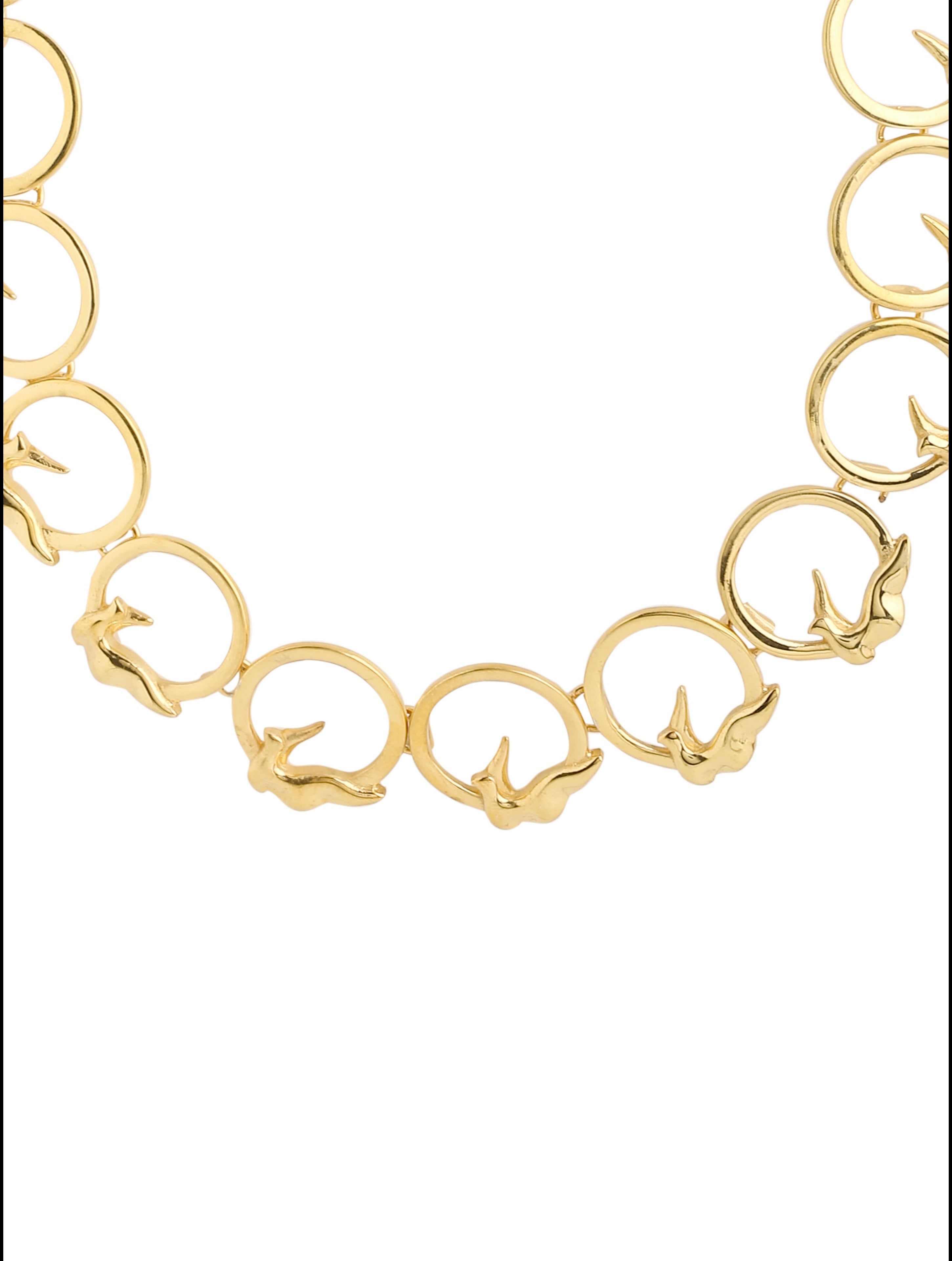 24K Gold-Plated Circle of Freedom 925 Sterling Silver Necklace For Women