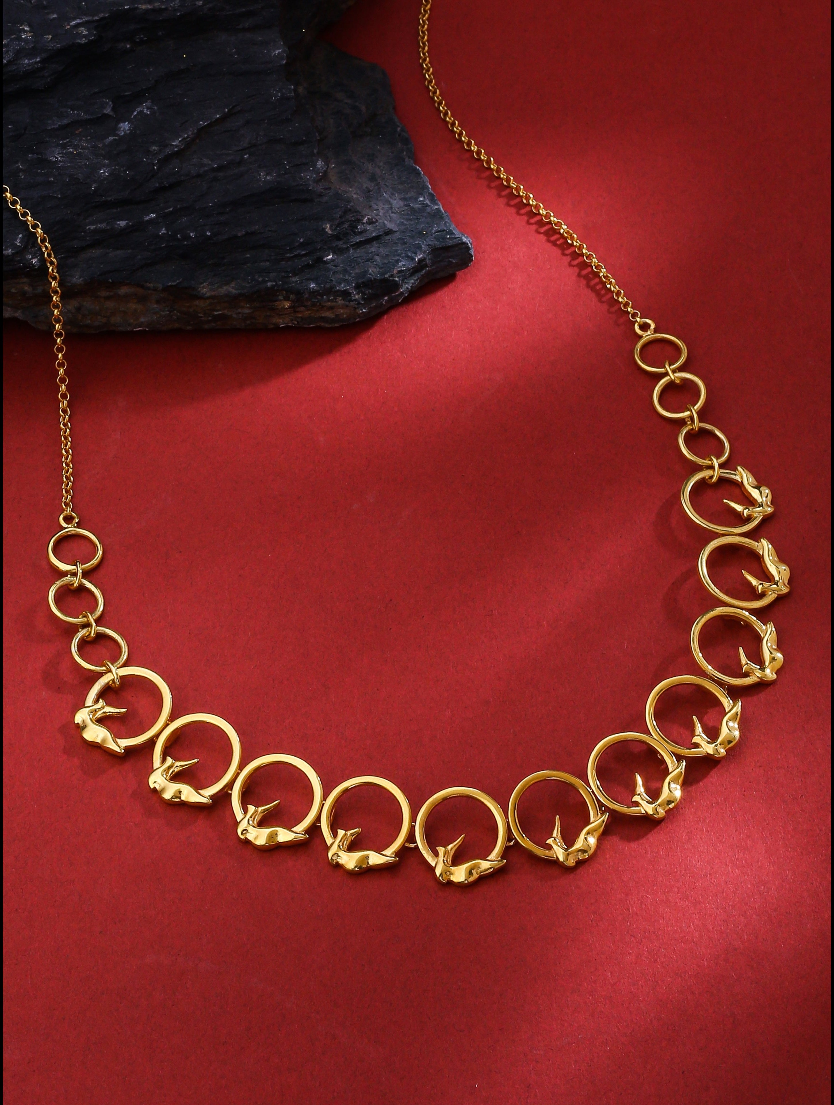 24K Gold-Plated Circle of Freedom 925 Sterling Silver Necklace For Women