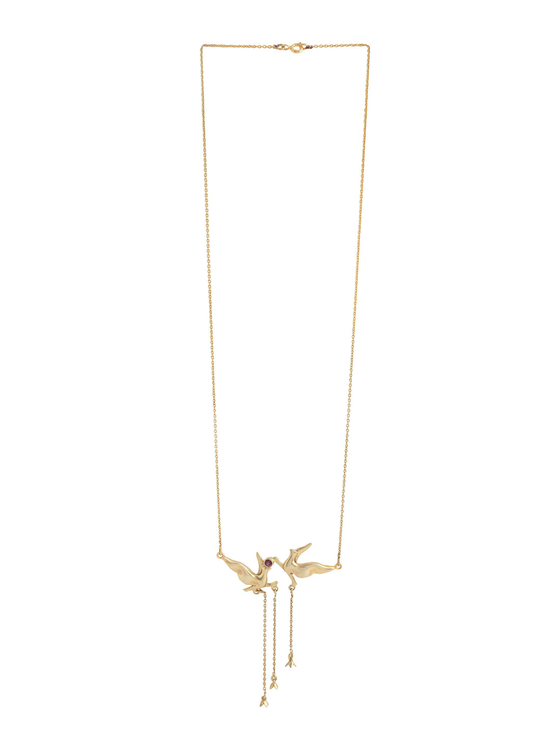 Garnet Golden Tassel Dove 925 Sterling Silver Necklace For Women