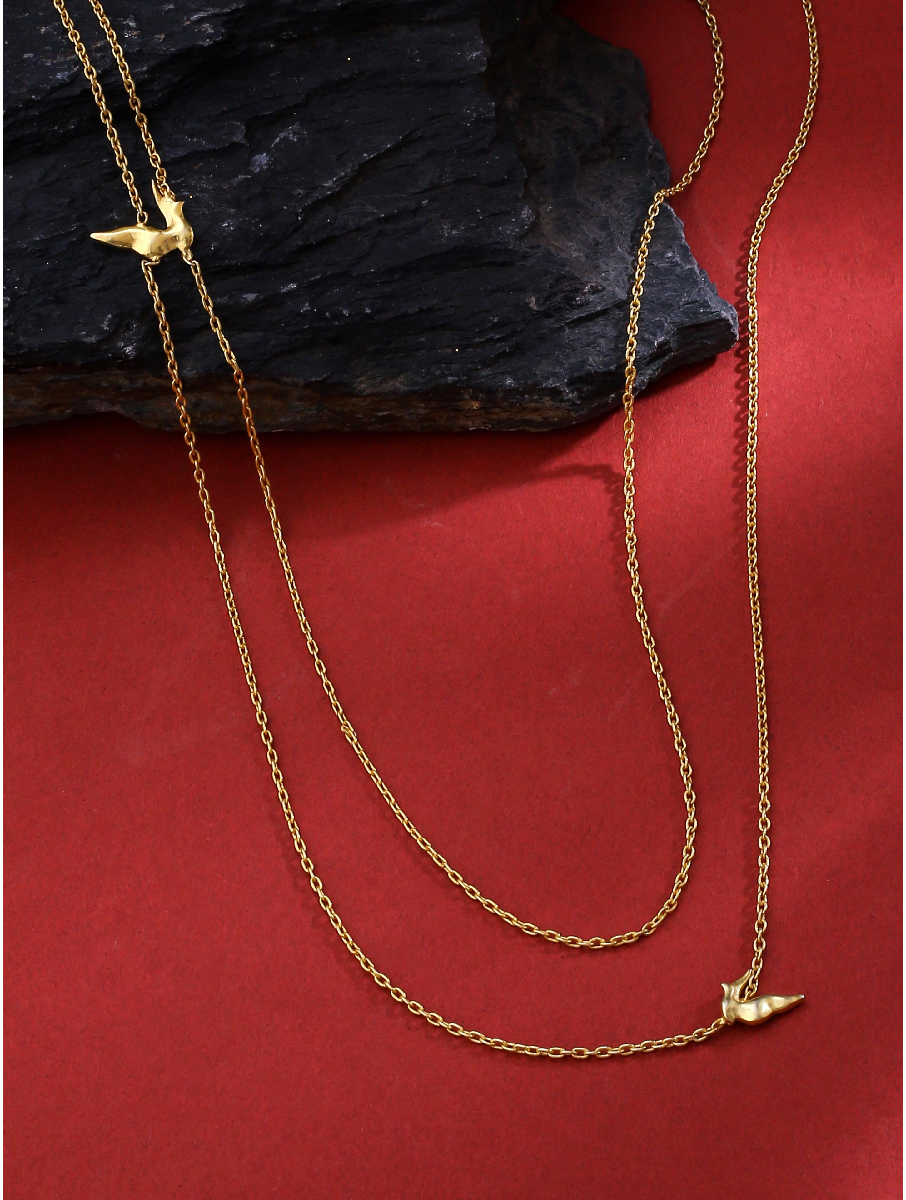 24K Gold-Plated Layered Dove 925 Sterling Silver Necklace For Women