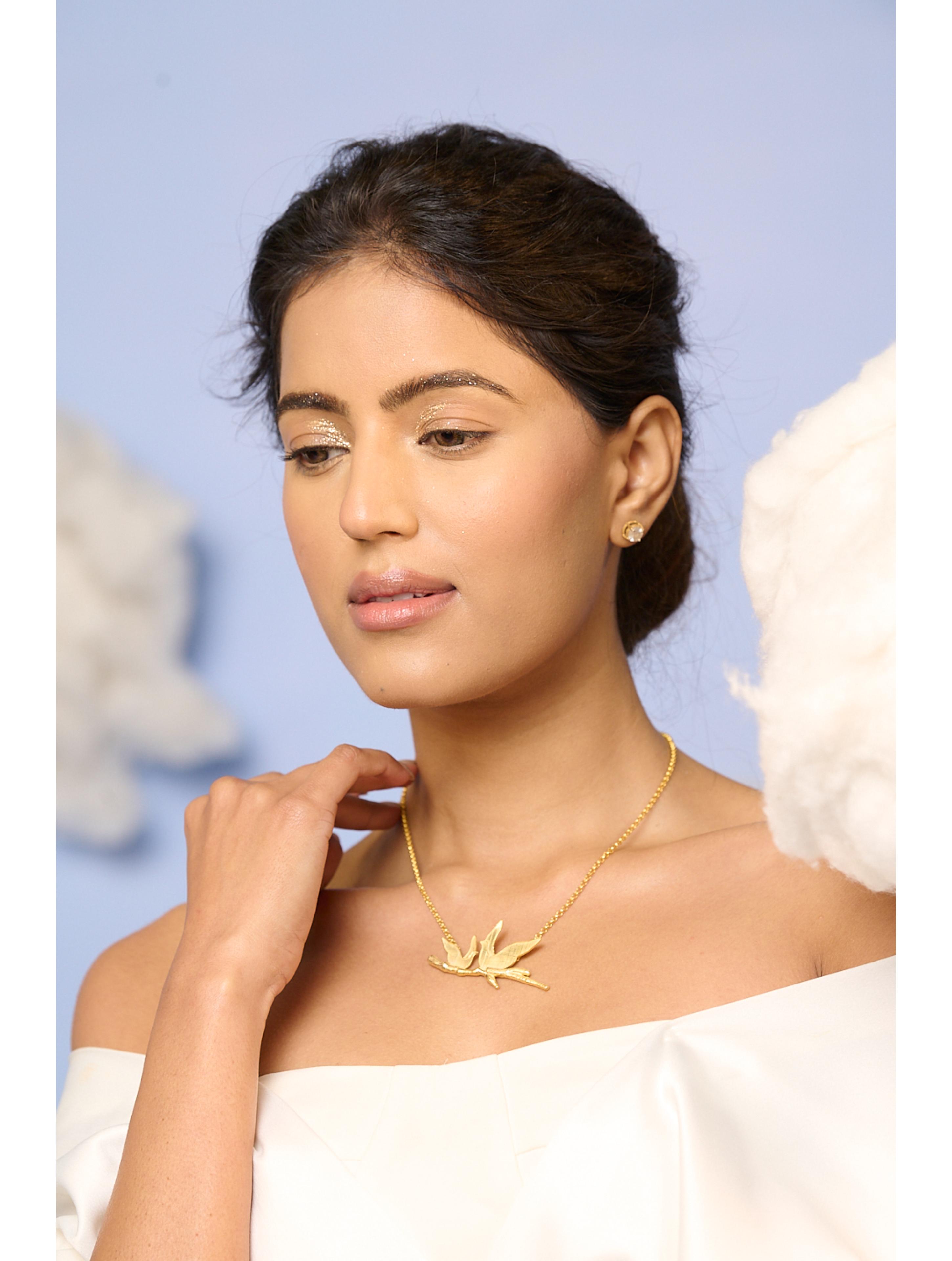 24K Gold-Plated Olive Branch 925 Sterling Silver Pendant For Women