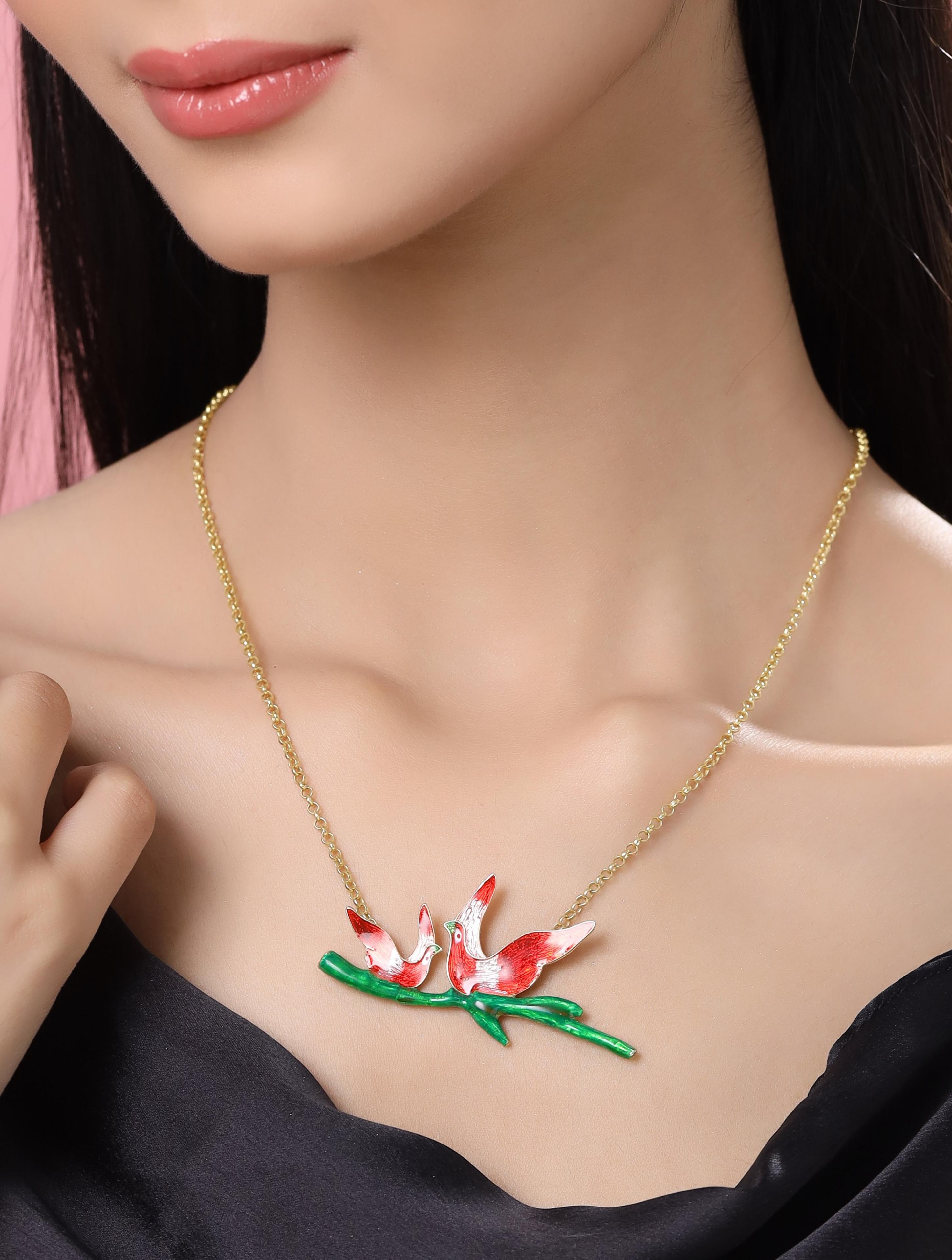 24K Gold-Plated Olive Branch 925 Sterling Silver Pendant For Women