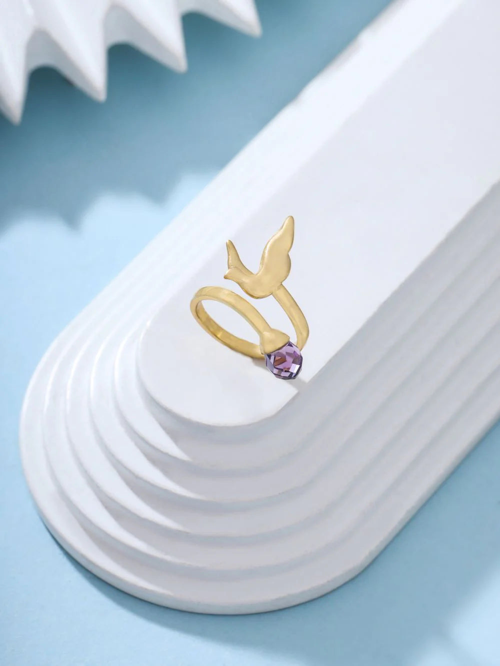 24K Gold-Plated Peace Ribbon 925 Sterling Silver Ring For Women