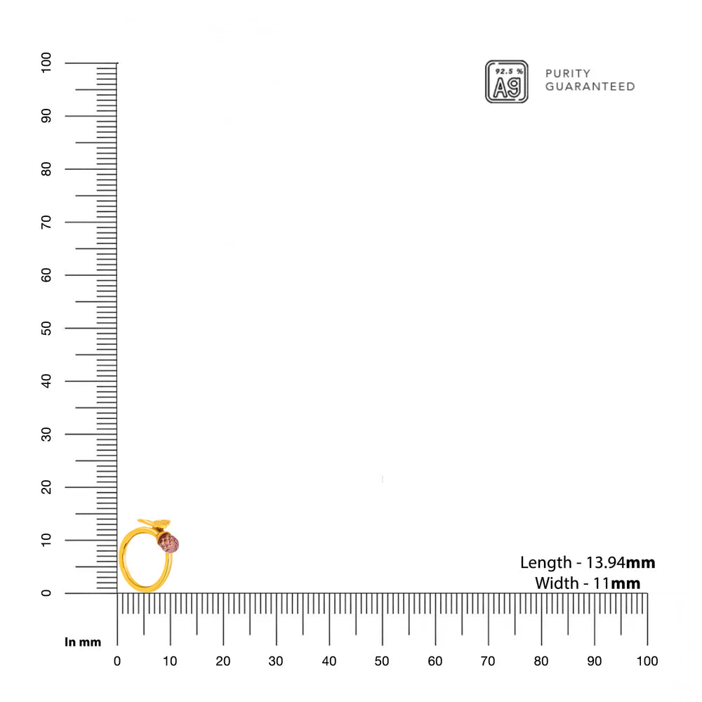 24K Gold-Plated Peace Ribbon 925 Sterling Silver Ring For Women