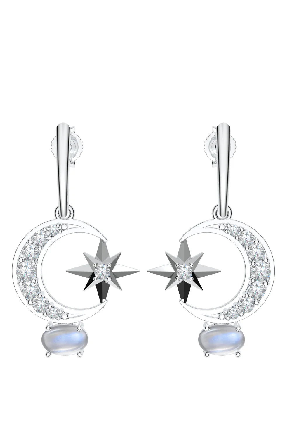 Lunar Eclipse Moonstone Earring