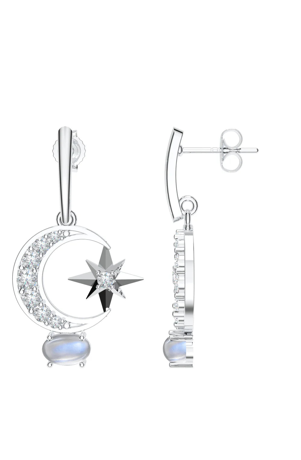 Lunar Eclipse Moonstone Earring