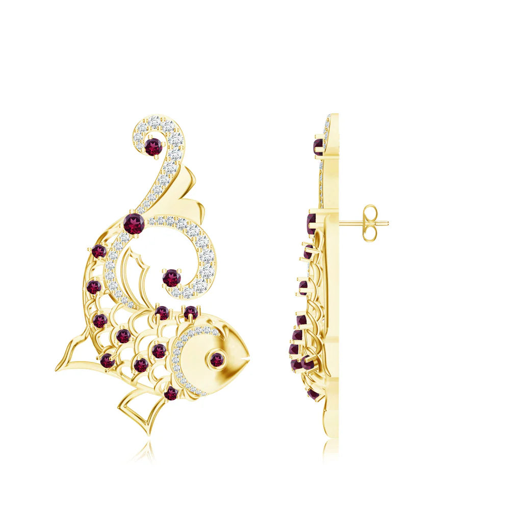 Modern Kalaras Meen-Themed Moissanite 925 Sterling Silver Earrings For Women