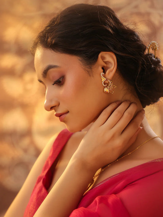 Modern Kalaras Meen-Themed Moissanite 925 Sterling Silver Earrings For Women