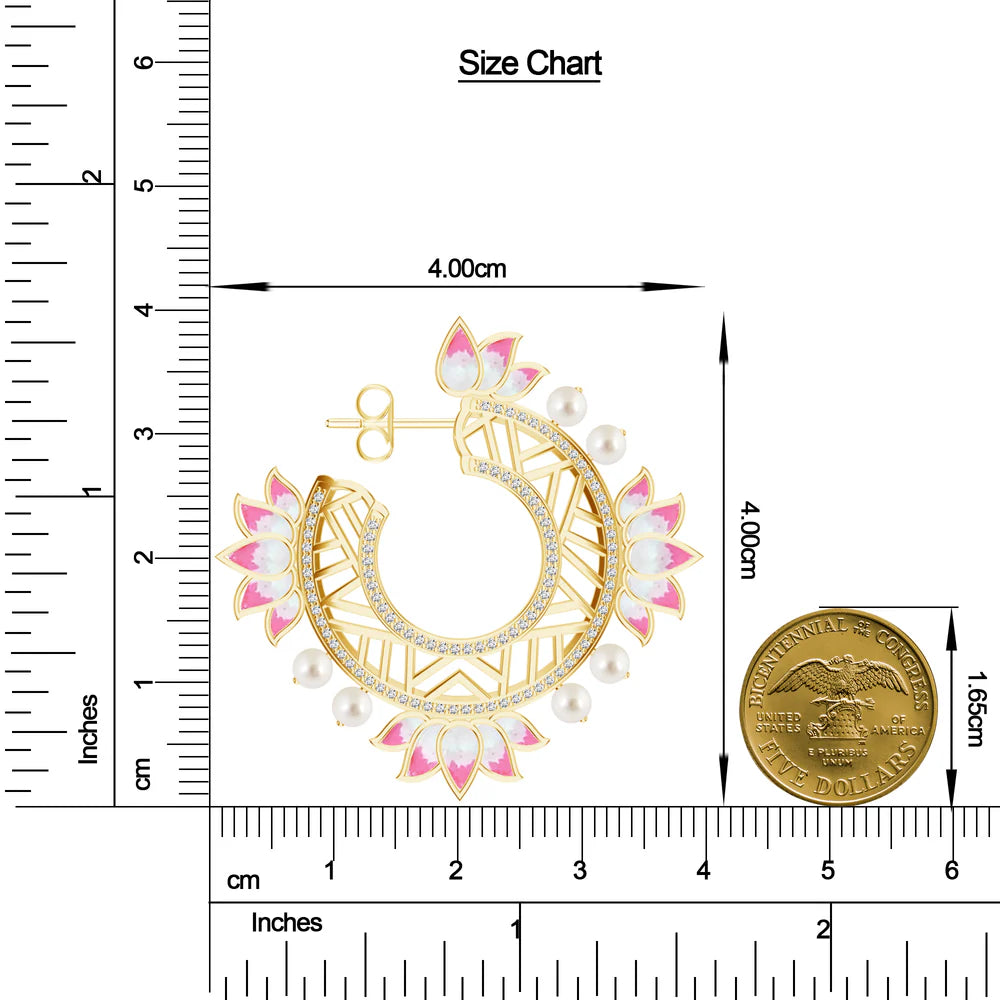 Lotus-Themed Kalaras 925 Sterling Silver Hoop Earrings with Enamel For Women