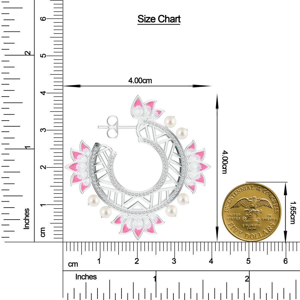 Lotus-Themed Kalaras 925 Sterling Silver Hoop Earrings with Enamel For Women