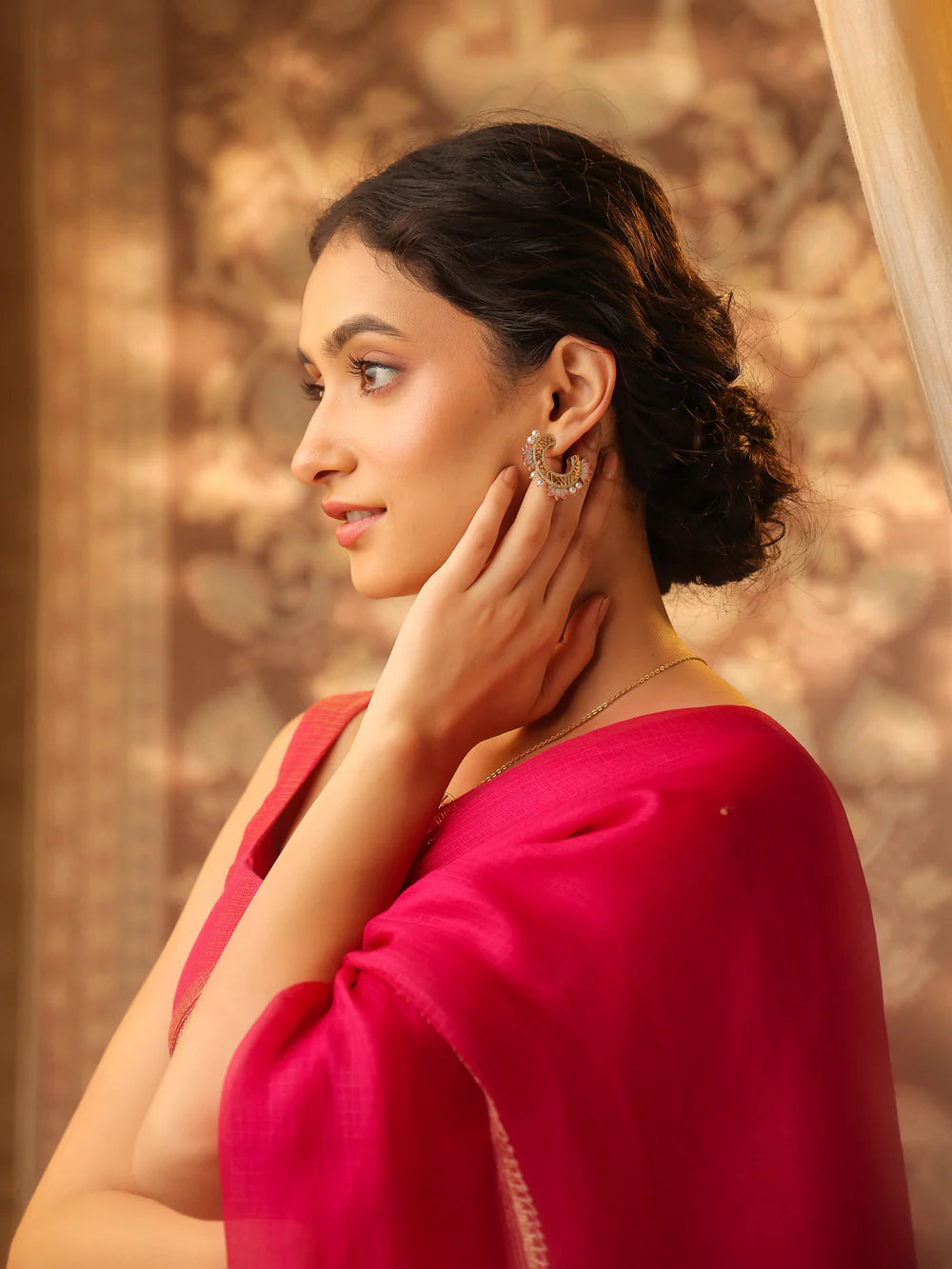 Lotus-Themed Kalaras 925 Sterling Silver Hoop Earrings with Enamel For Women