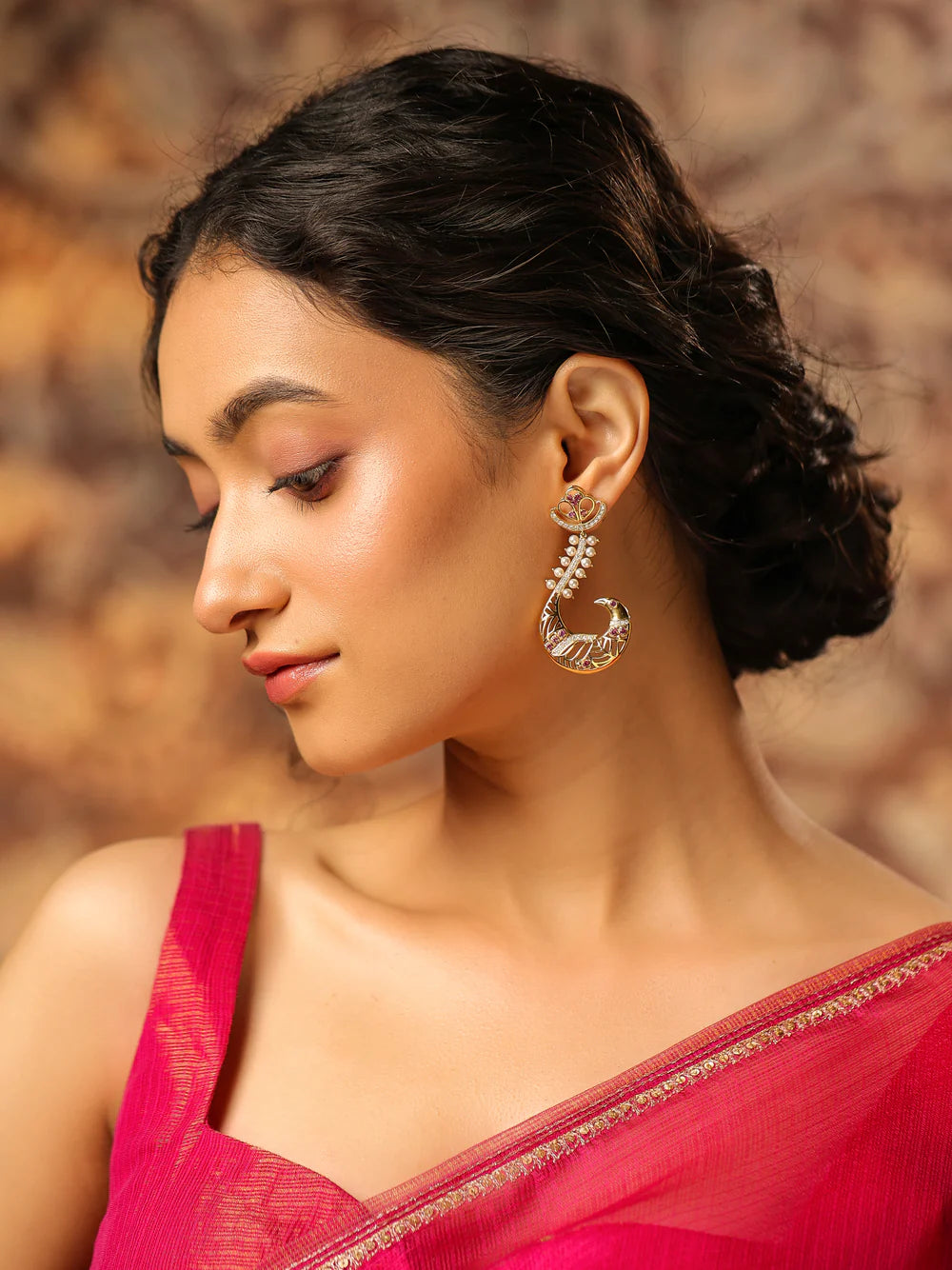 Peacock-Inspired Kalaras Earrings with Moissanite 925 Sterling Silver Earrings For Women