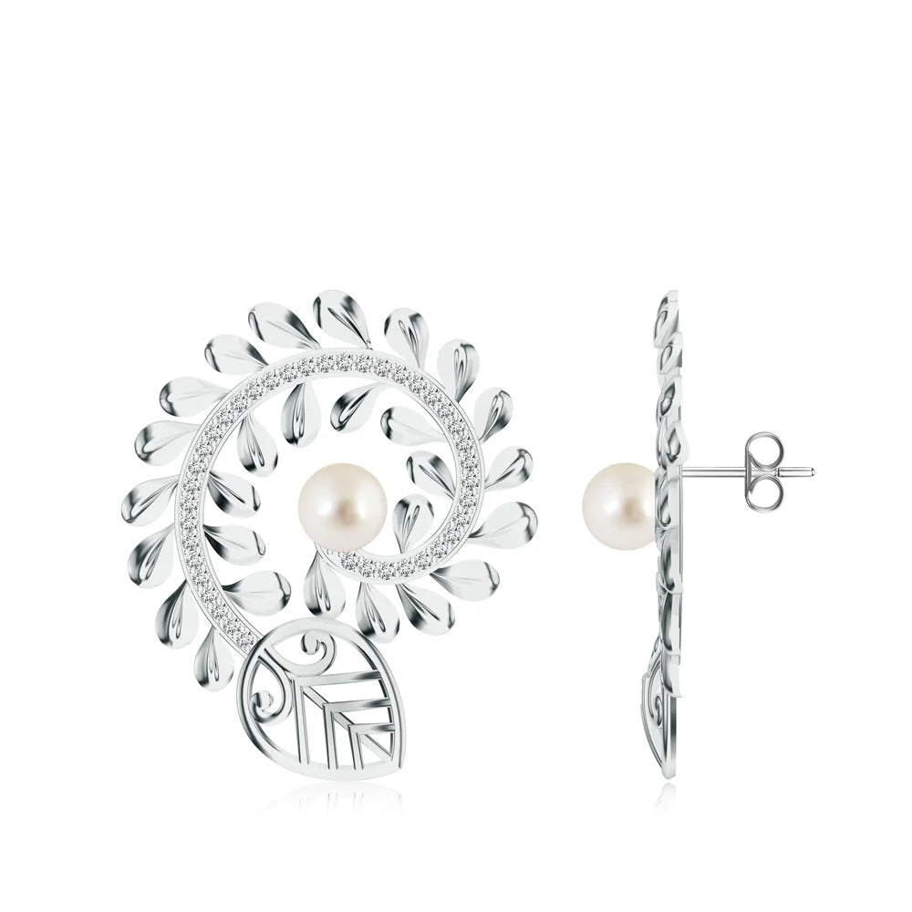 Madhubani Art-Inspired Moissanite & Pearls 925 Sterling Silver Earrings For Women