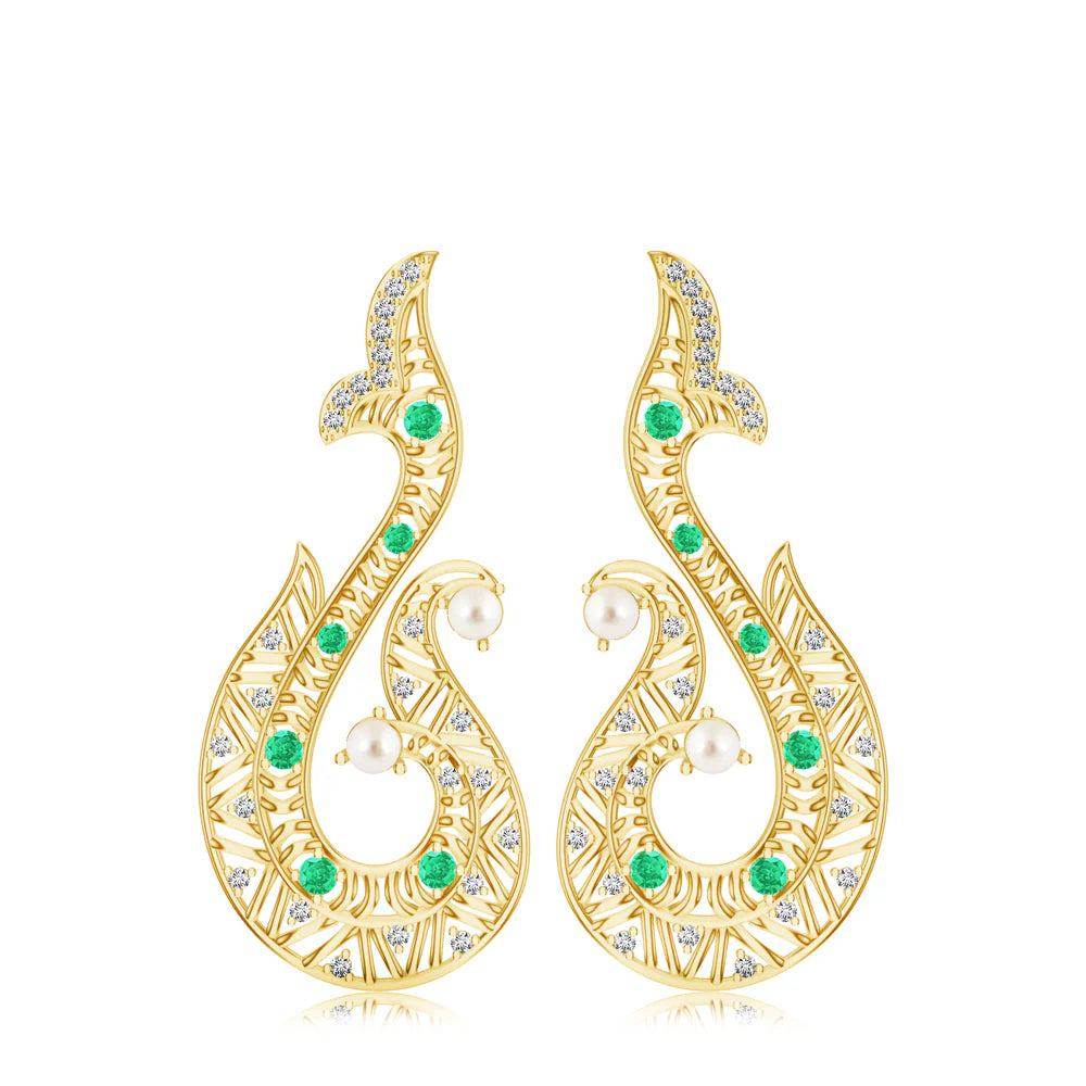 Green Onyx & Moissanite Kalaras 925 Sterling Silver Earrings For Women