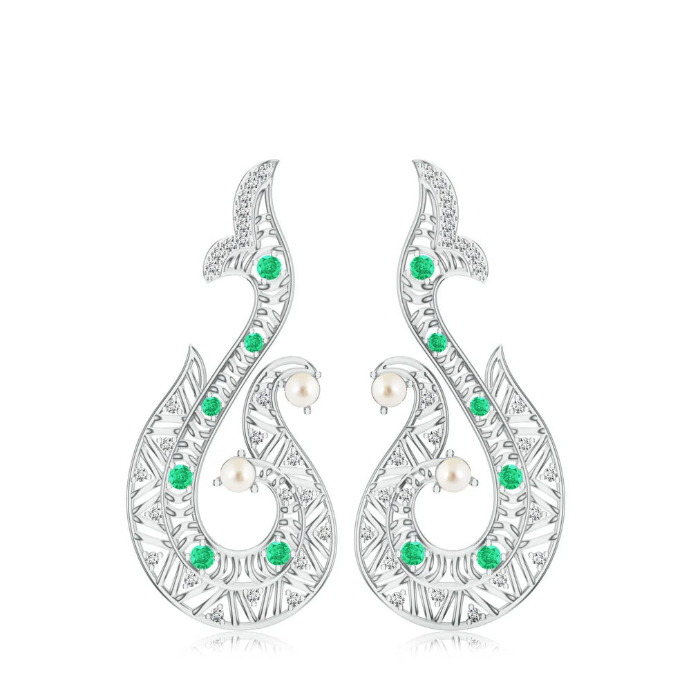Green Onyx & Moissanite Kalaras 925 Sterling Silver Earrings For Women