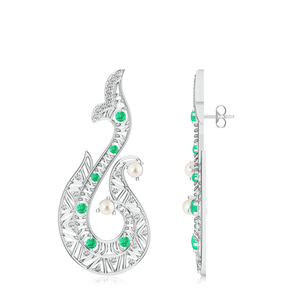 Green Onyx & Moissanite Kalaras 925 Sterling Silver Earrings For Women
