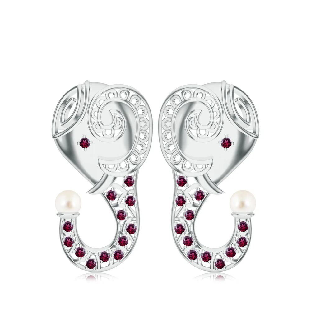 Elephant-Themed Kalaras Moissanite 925 Sterling Silver Earrings For Women