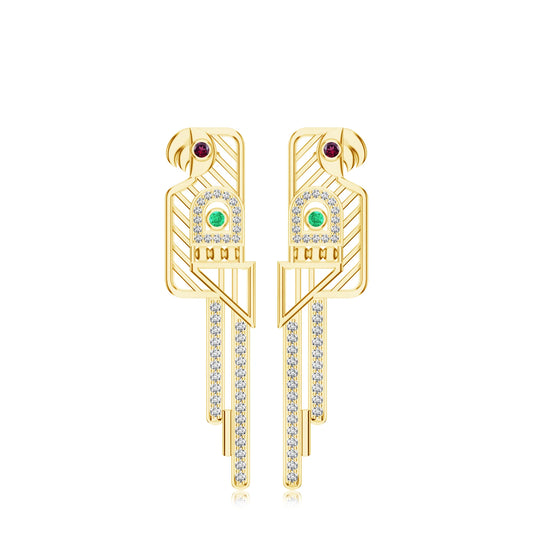 Parrot-Inspired Kalaras Rhodolite Garnet 925 Sterling Silver Earrings For Women