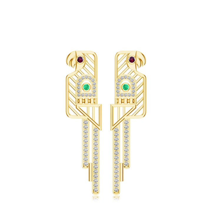 Parrot-Inspired Kalaras Rhodolite Garnet 925 Sterling Silver Earrings For Women