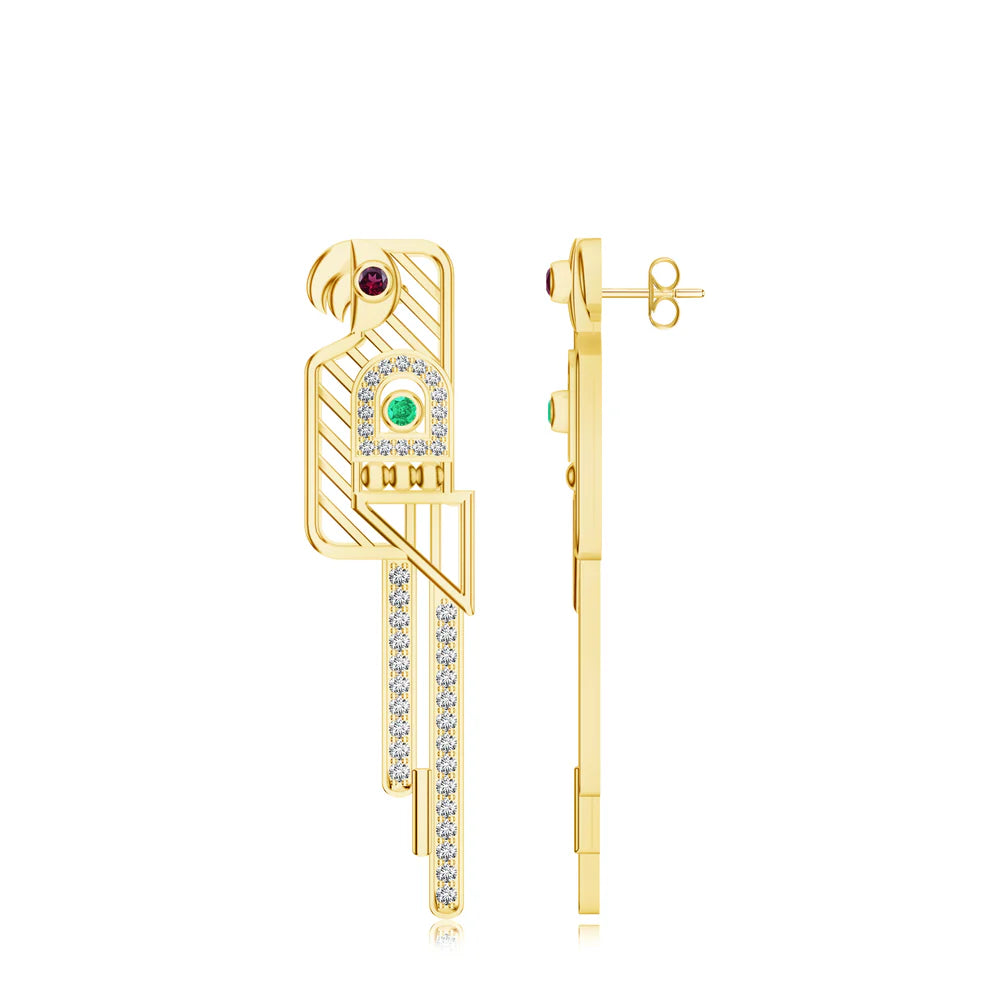 Parrot-Inspired Kalaras Rhodolite Garnet 925 Sterling Silver Earrings For Women