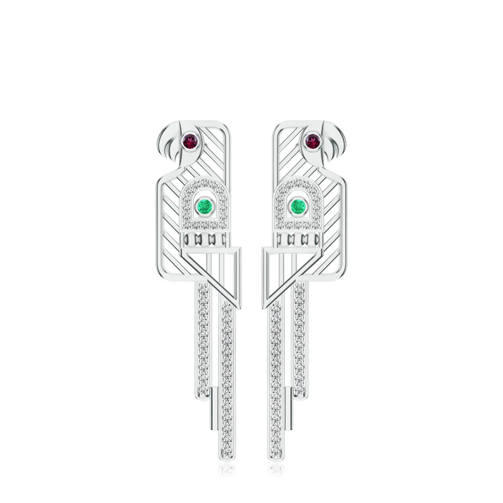 Parrot-Inspired Kalaras Rhodolite Garnet 925 Sterling Silver Earrings For Women